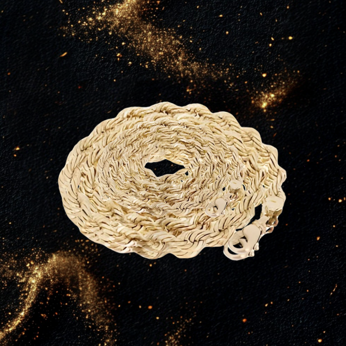 10K 8MM YELLOW GOLD DC HOLLOW ROPE 16" CHAIN NECKLACE