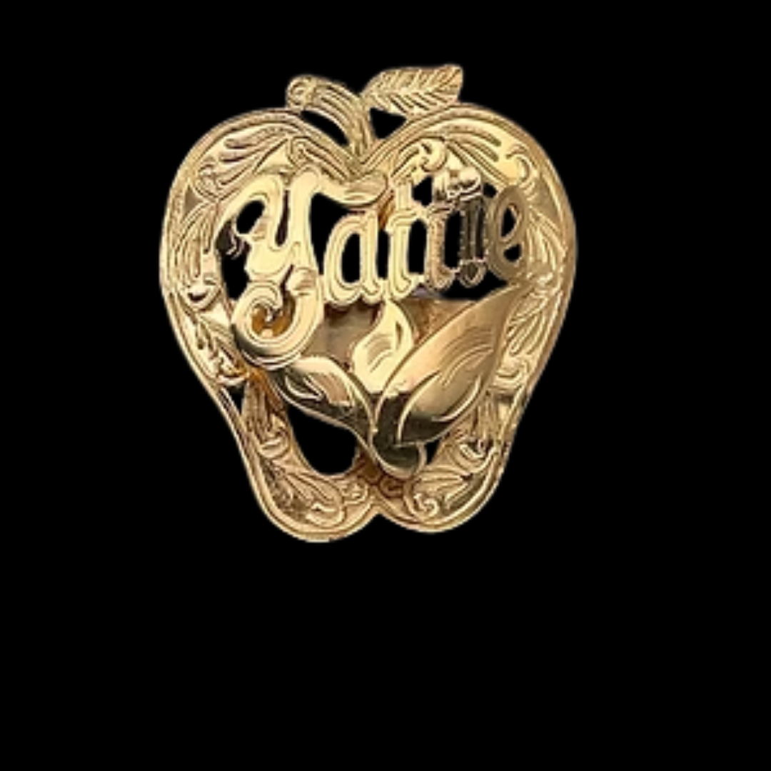 10K-YG APPLE RAISED MONOGRAM RING