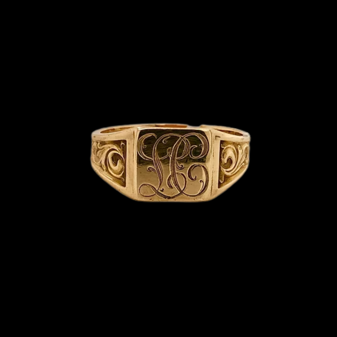 10K YELLOW GOLD MONOGRAM RING