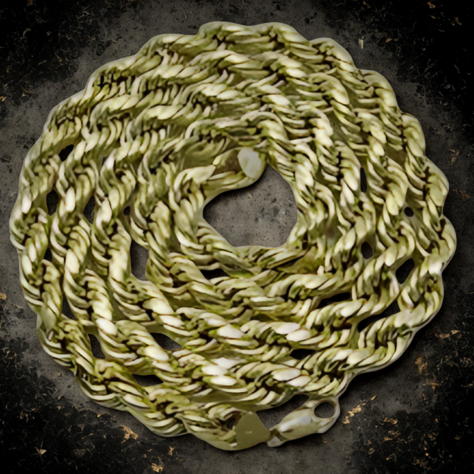 10K 9MM YELLOW GOLD DC HOLLOW ROPE 16" CHAIN NECKLACE