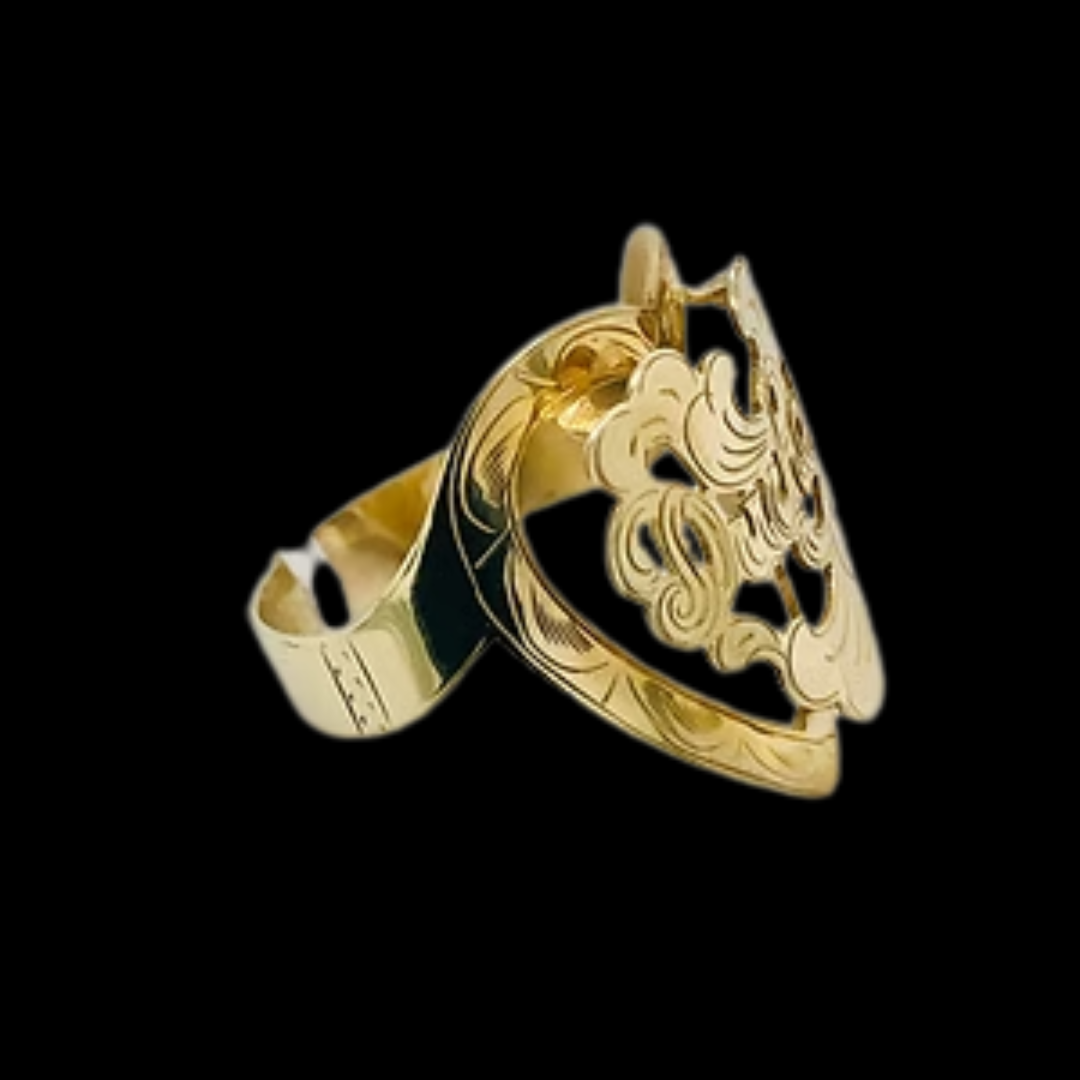 GOLD HEART RAISED RING