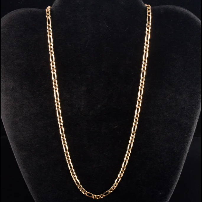 10K 2MM YELLOW GOLD SOLID FIGARO 16" CHAIN NECKLACE