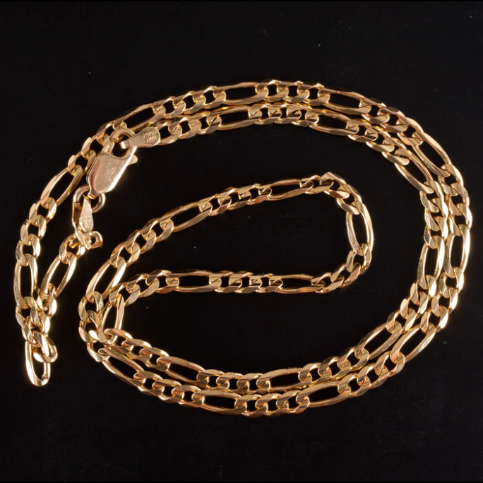 10K 6.5MM YELLOW GOLD SOLID FIGARO 16" CHAIN NECKLACE