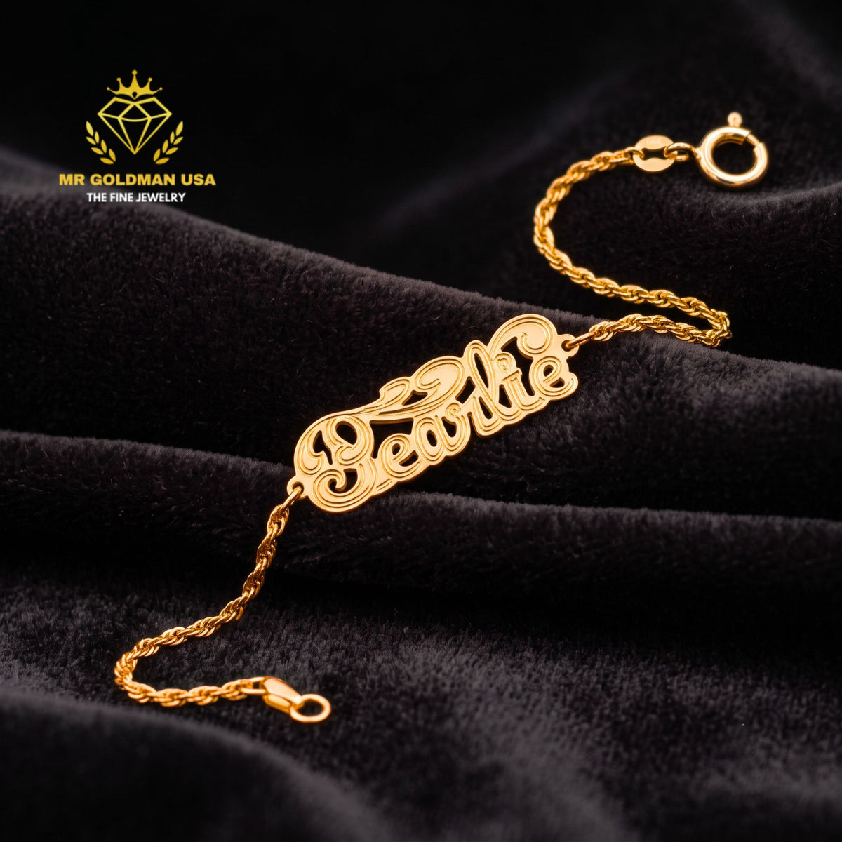 Personalized 10K Gold Adult ID Bracelet – Design 5053