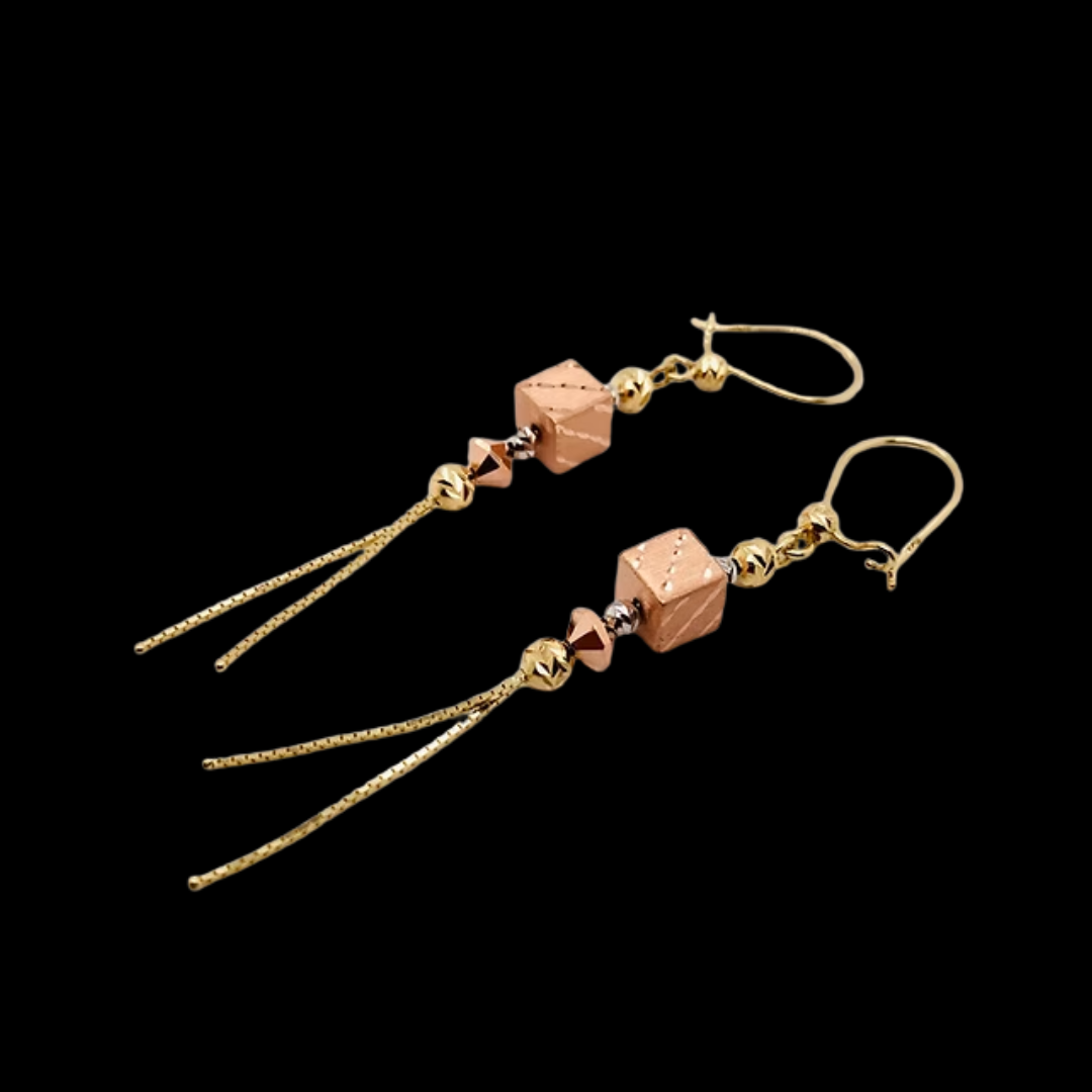 14k tri color female earrings