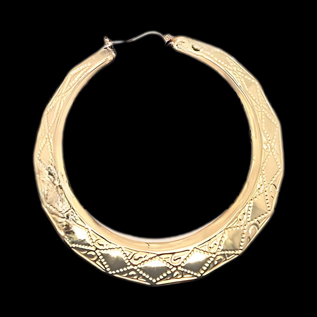 10K YELLOW GOLD JUMABO SIZE NEW ORLEANS HOOPS