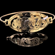 10K-YG OVAL-RAISED THIN-WIRE BRACELET SIZE-7