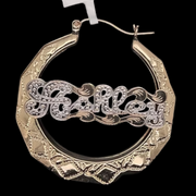 10K-YG 1DOLLAR MONOGRAM HOOPS