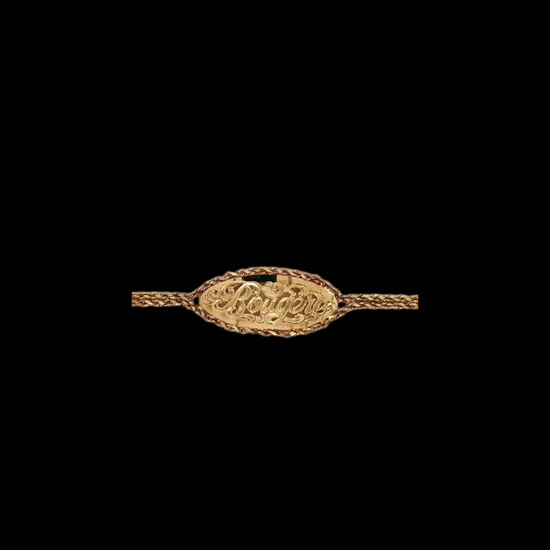 10K YELLOW GOLD MONOGRAM DOUBLE ROPE CHAIN BRACELET
