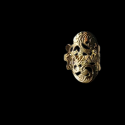 10K YELLOW GOLD MONOGRAM RING WITH STONE