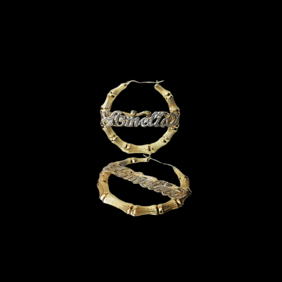 10K Yellow Gold with beed work jumbo size hoops