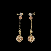 14k tri color female earrings