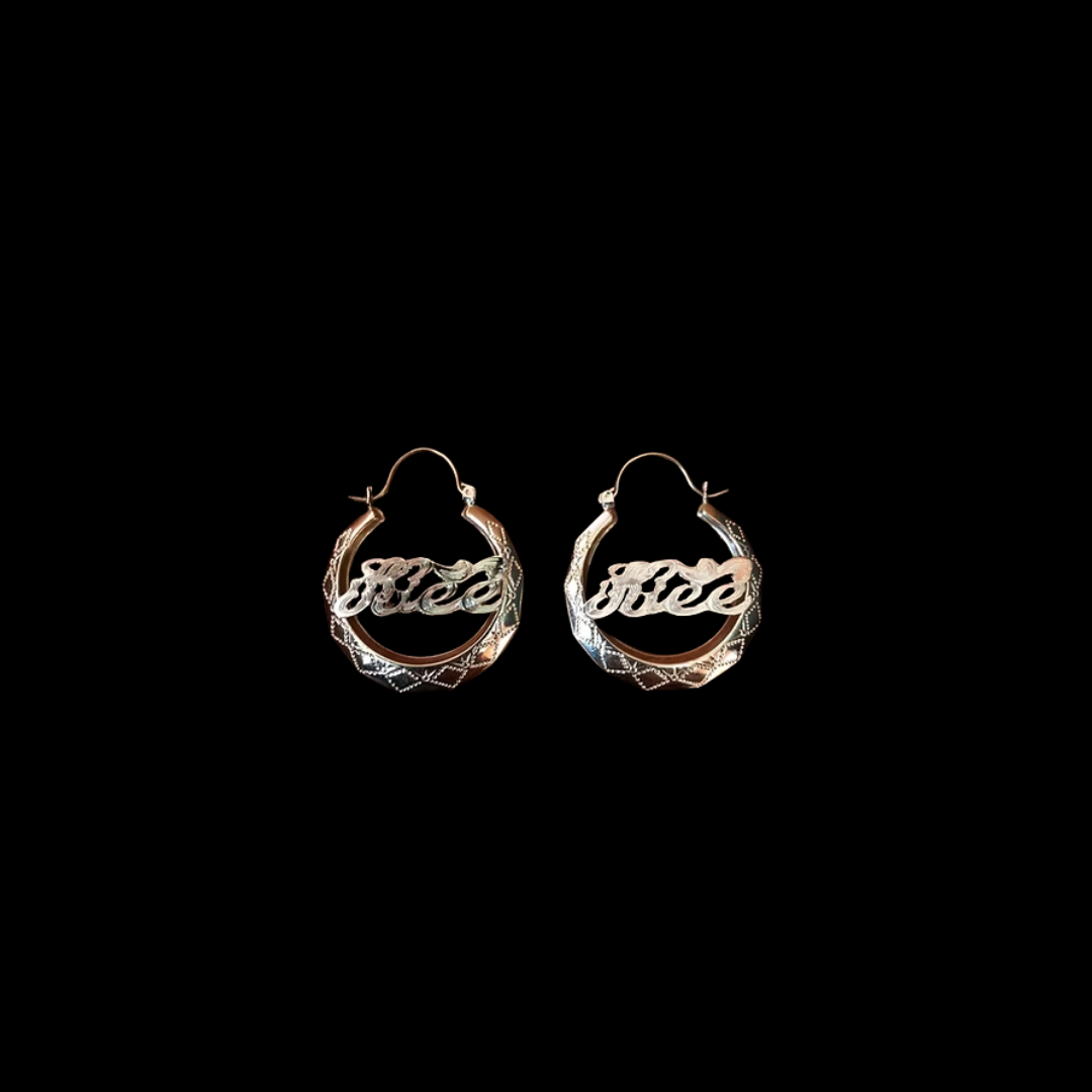 10K YELLOW GOLD MONOGRAM EARRINGS 50 CENTS SIZE