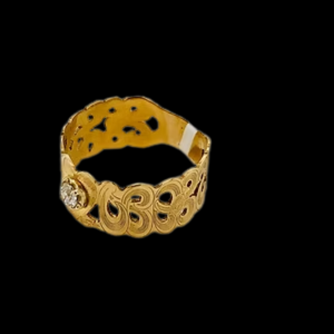 10K YELLOW GOLD MONOGRAM RING WITH CZ STONE