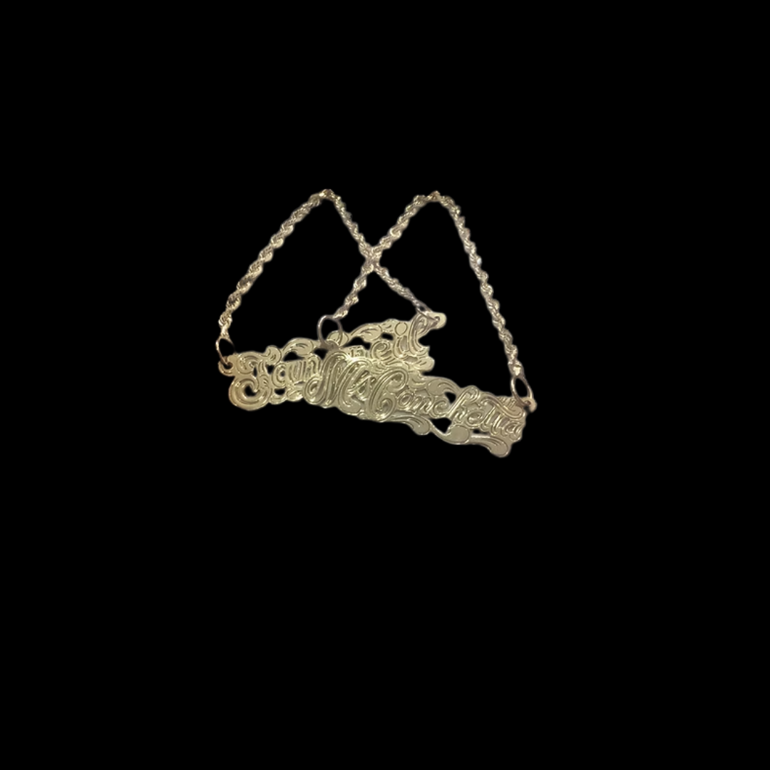 10K YG/WG Flat Name Plate Rope Earrings # 5053