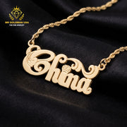 Personalized 10K Yellow Gold Name Pendant with Chain – Style 5054
