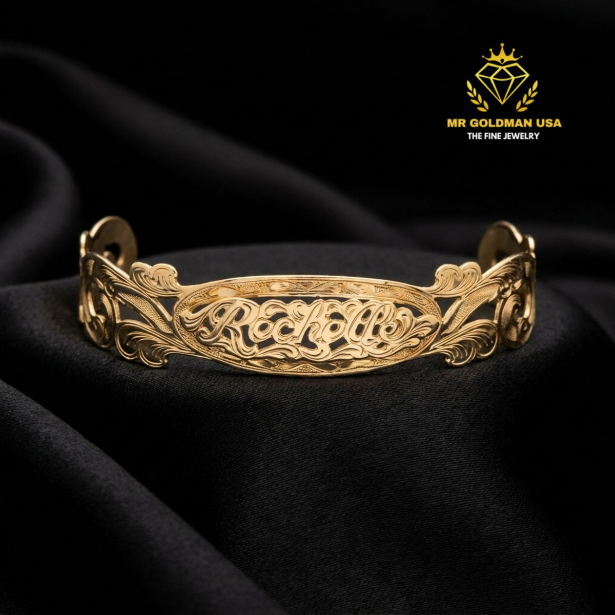 Personalized 10K Yellow Gold Baby Cuff Bracelet
