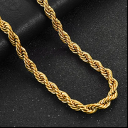 10K 4MM YELLOW GOLD DC HOLLOW ROPE 16" CHAIN NECKLACE