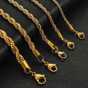 10K 5MM YELLOW GOLD DC HOLLOW ROPE 16" CHAIN NECKLACE