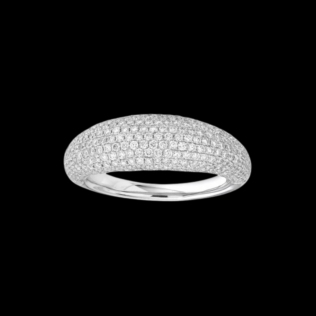 Midas Chain Diamond Pave Dome Ring (White Gold)