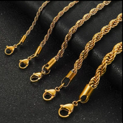 10K 7MM YELLOW GOLD DC HOLLOW ROPE 16" CHAIN NECKLACE