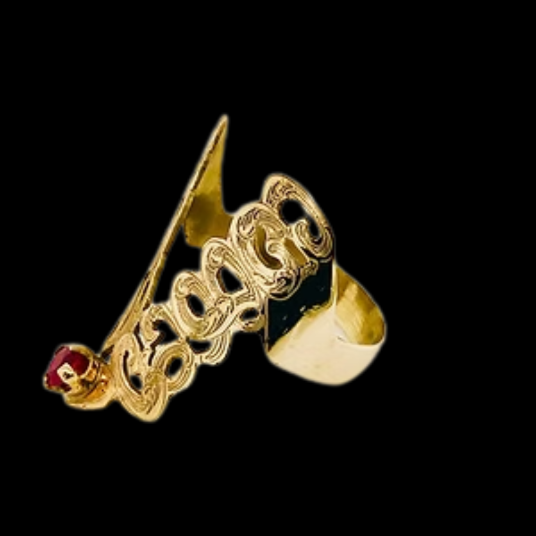 GOLD WISH BONE RING WITH BIRTH STONE