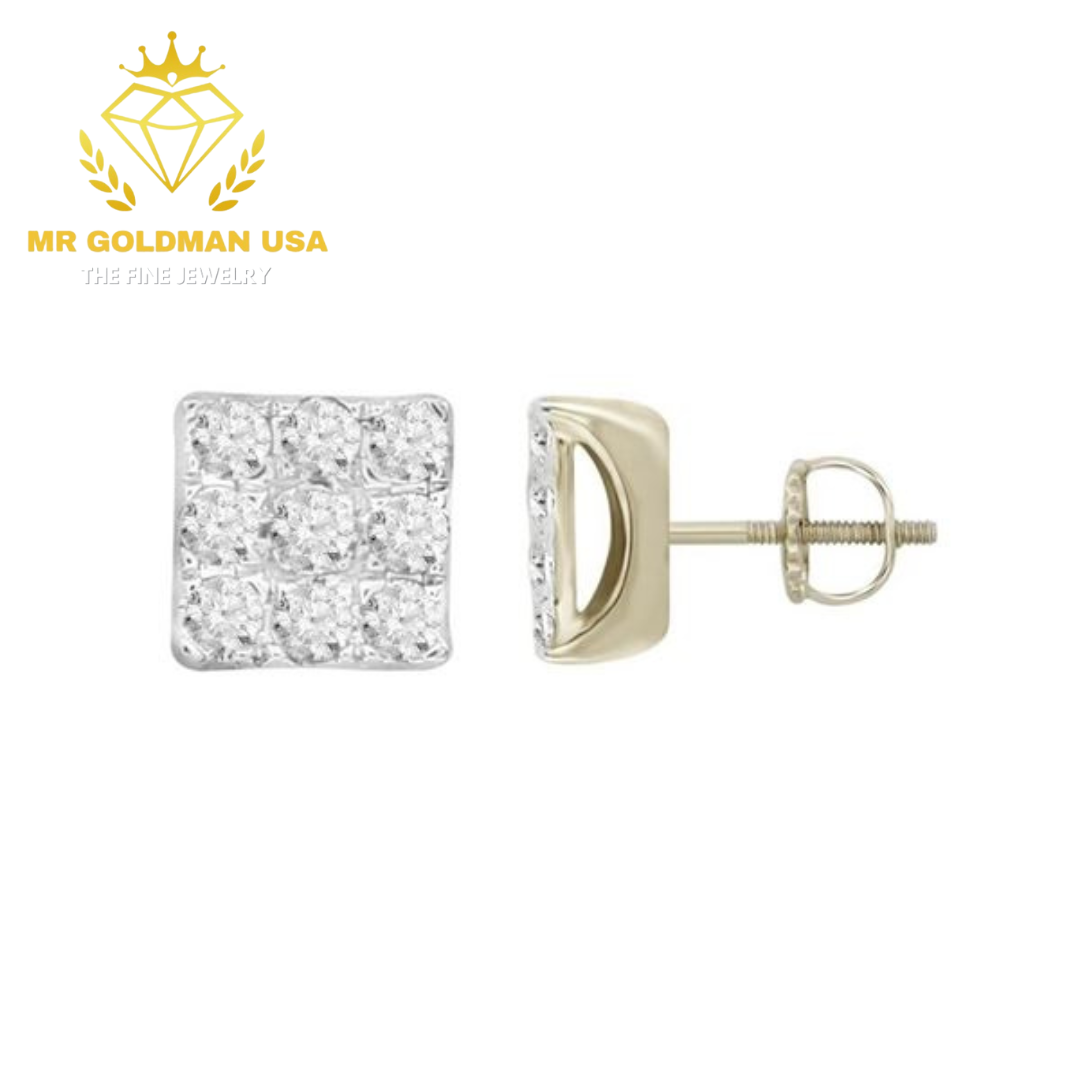 MEN’S EARRINGS 1/4 CT ROUND DIAMOND 10K YELLOW GOLD