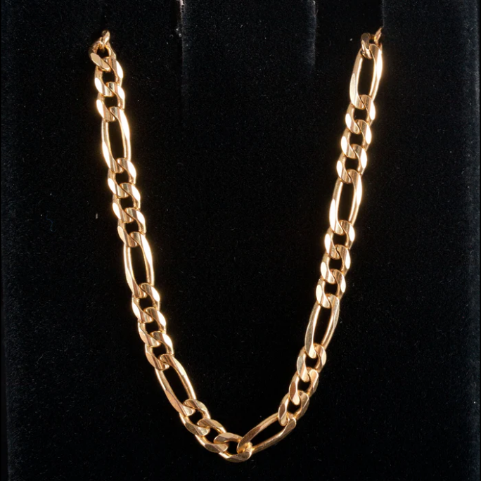 10K 4.5MM YELLOW GOLD SOLID FIGARO 16" CHAIN NECKLACE