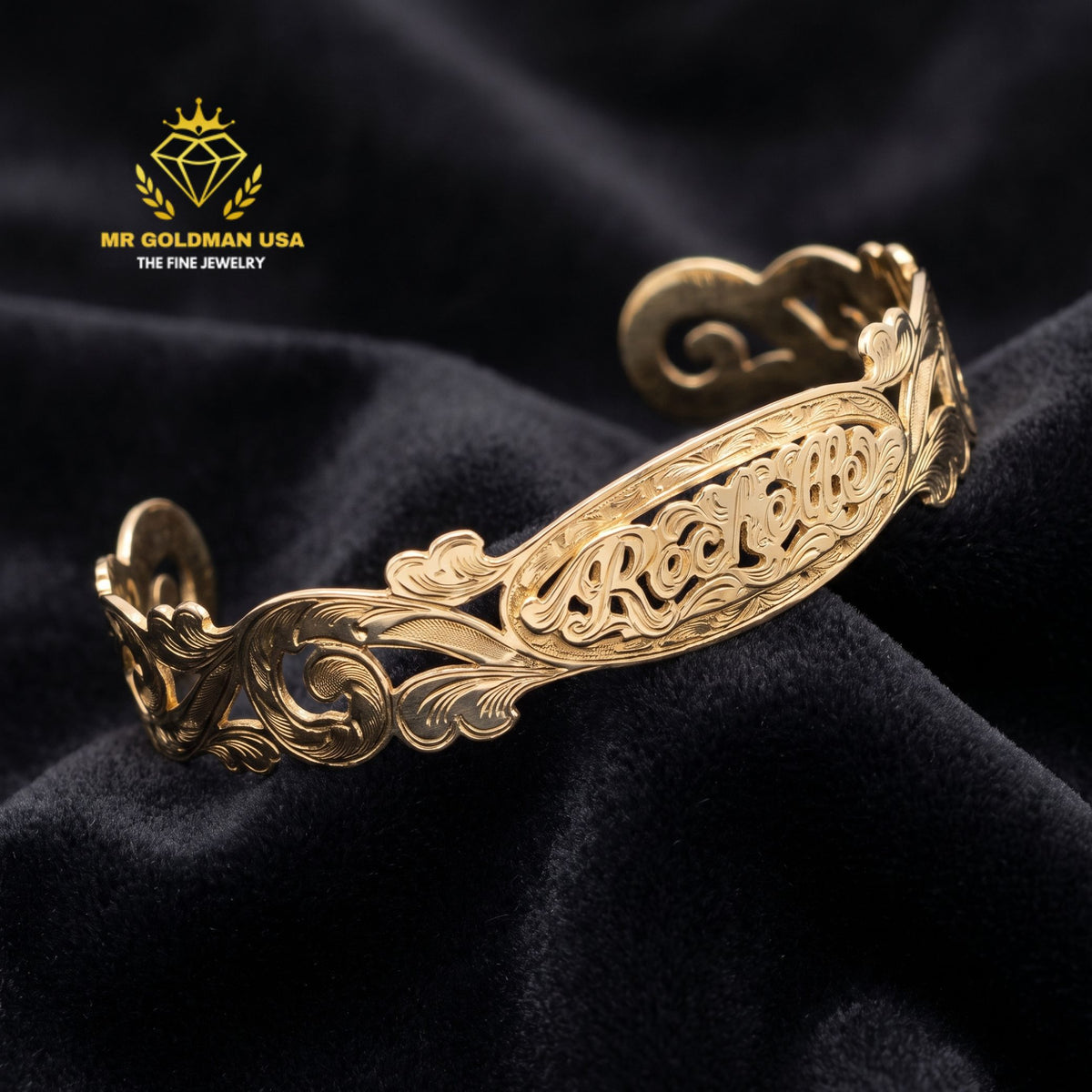Personalized 10K Yellow Gold Baby Cuff Bracelet