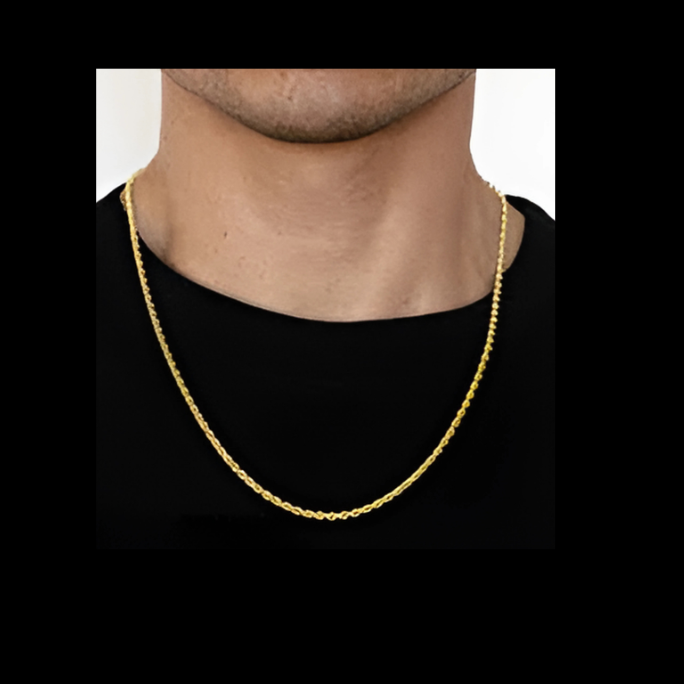 10K 6MM YELLOW GOLD DC HOLLOW ROPE 16" CHAIN NECKLACE