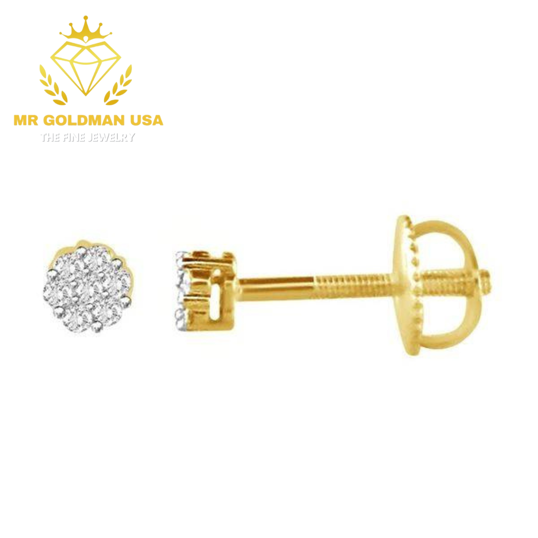 LADIES EARRINGS 1/10 CT ROUND DIAMOND 10K YELLOW GOLD