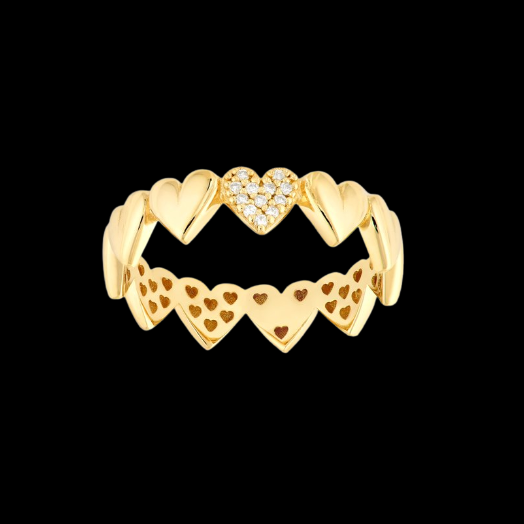 Midas Chain Side by Side Heart Ring
