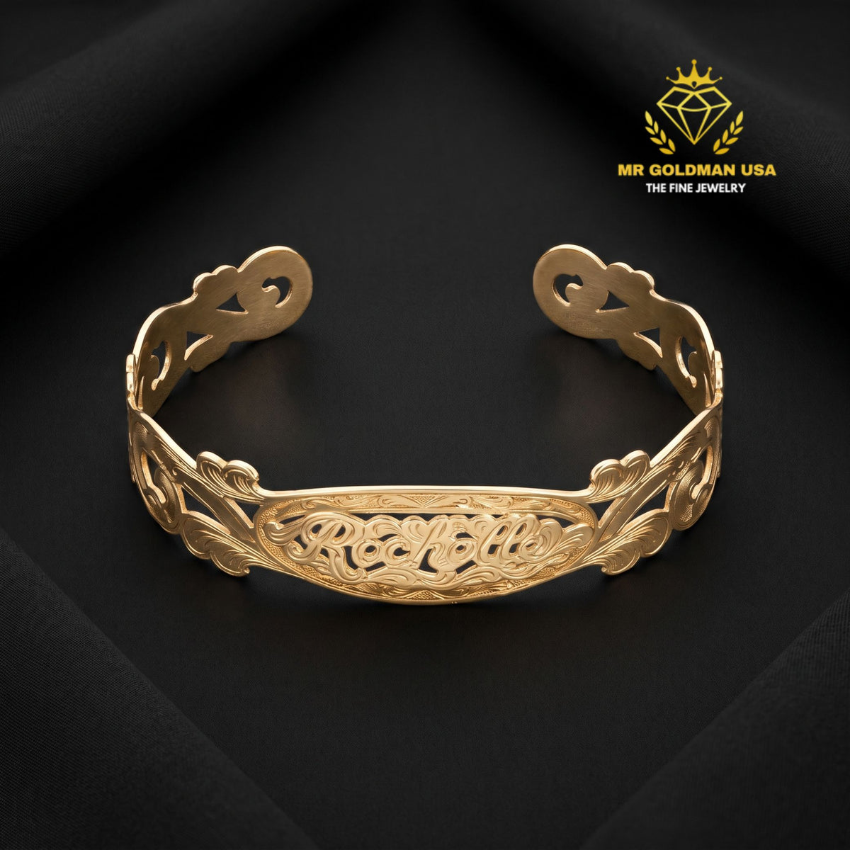 Personalized 10K Yellow Gold Baby Cuff Bracelet
