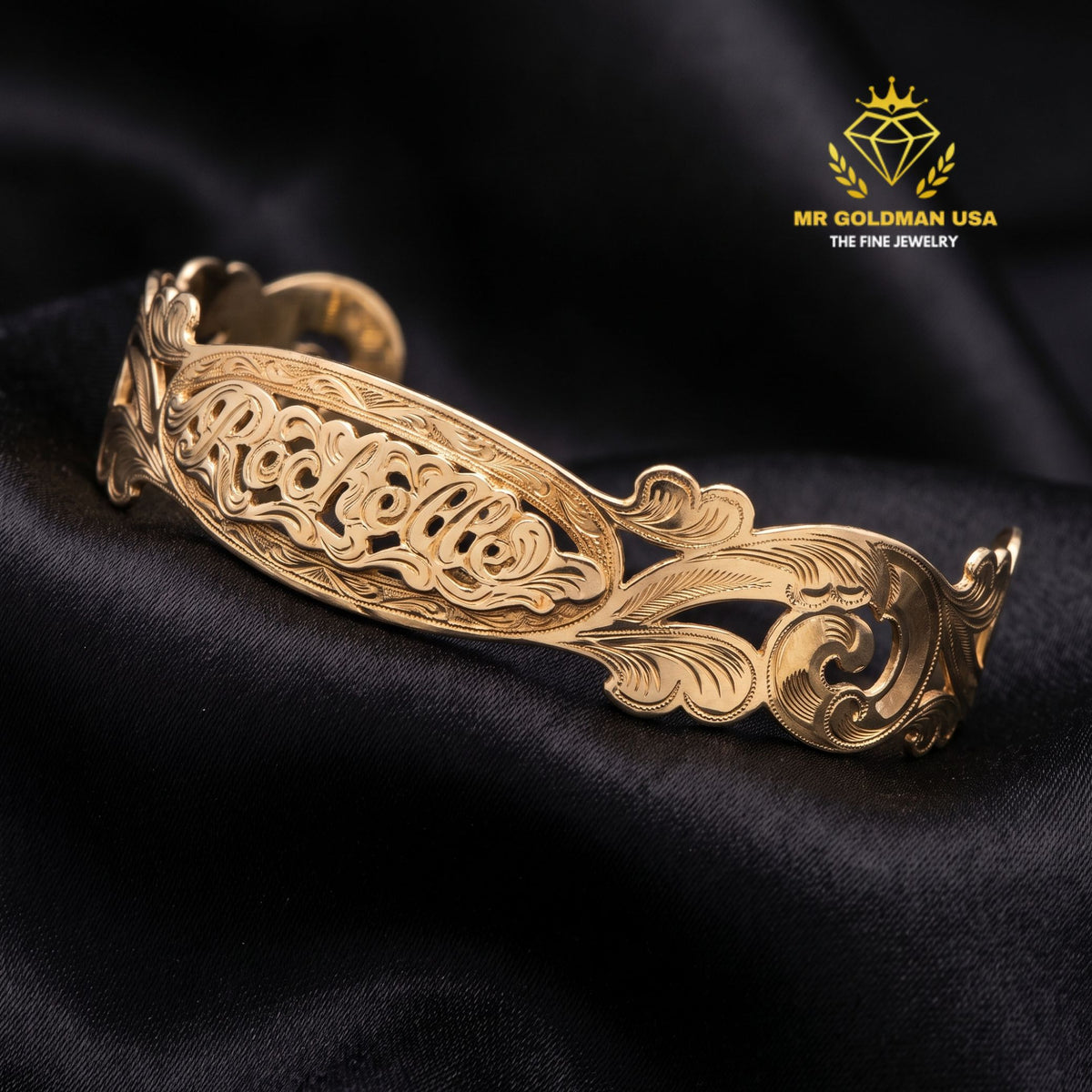 Personalized 10K Yellow Gold Baby Cuff Bracelet