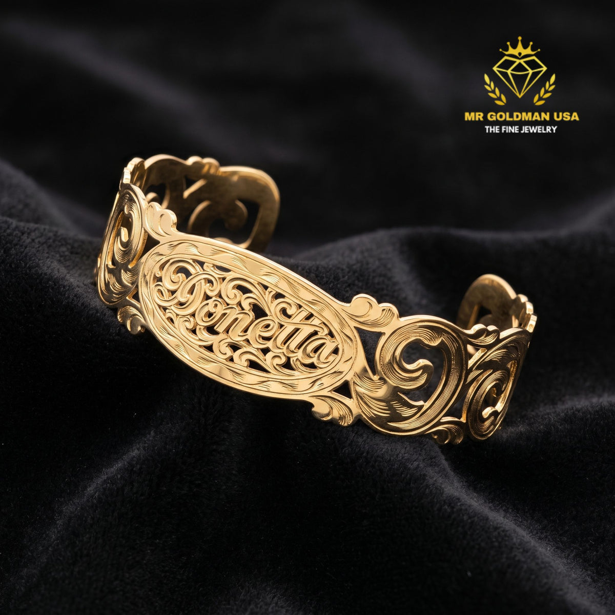 Custom 10K Yellow Gold Adult Cuff Bracelet – Style 6101
