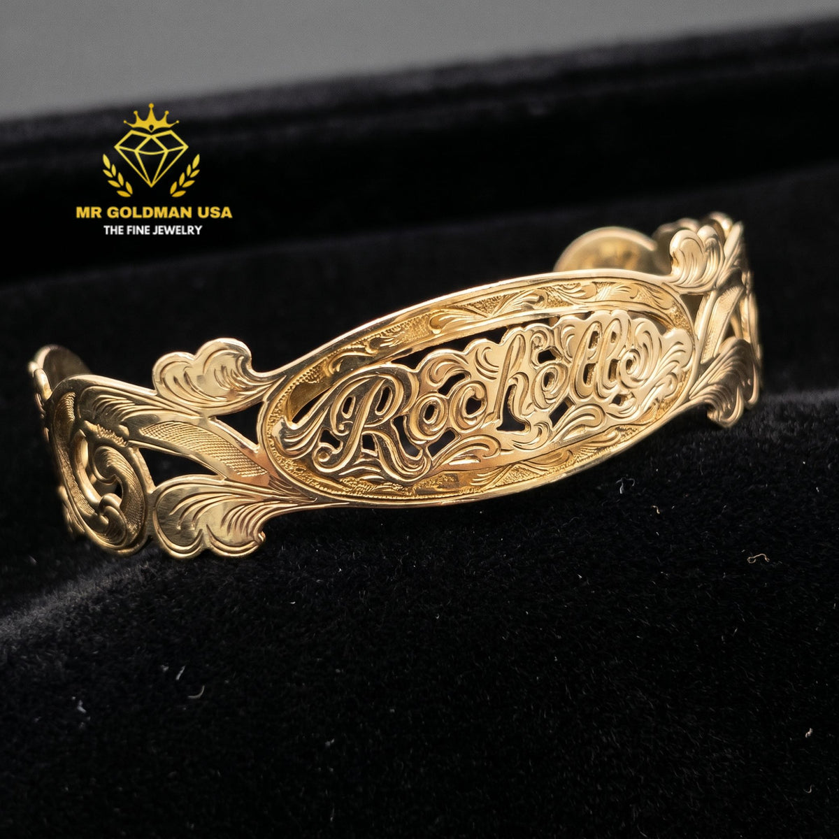 Personalized 10K Yellow Gold Baby Cuff Bracelet