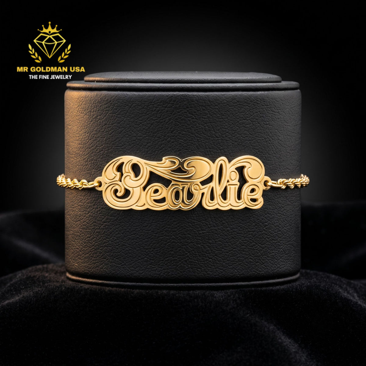 Personalized 10K Gold Adult ID Bracelet – Design 5053