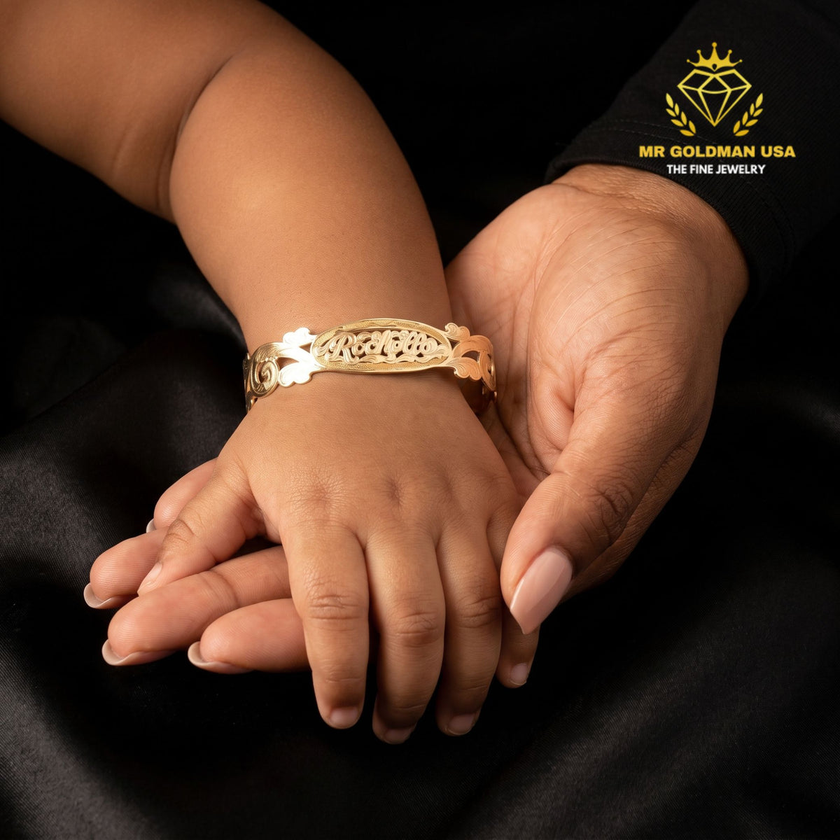 Personalized 10K Yellow Gold Baby Cuff Bracelet