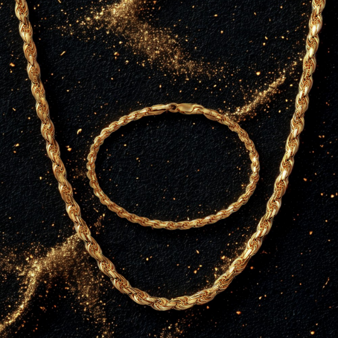 10K 4MM YELLOW GOLD SOLID DC ROPE 16" CHAIN NECKLACE