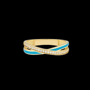 Midas Chain Diamond and Neon Blue Enamel X Ring