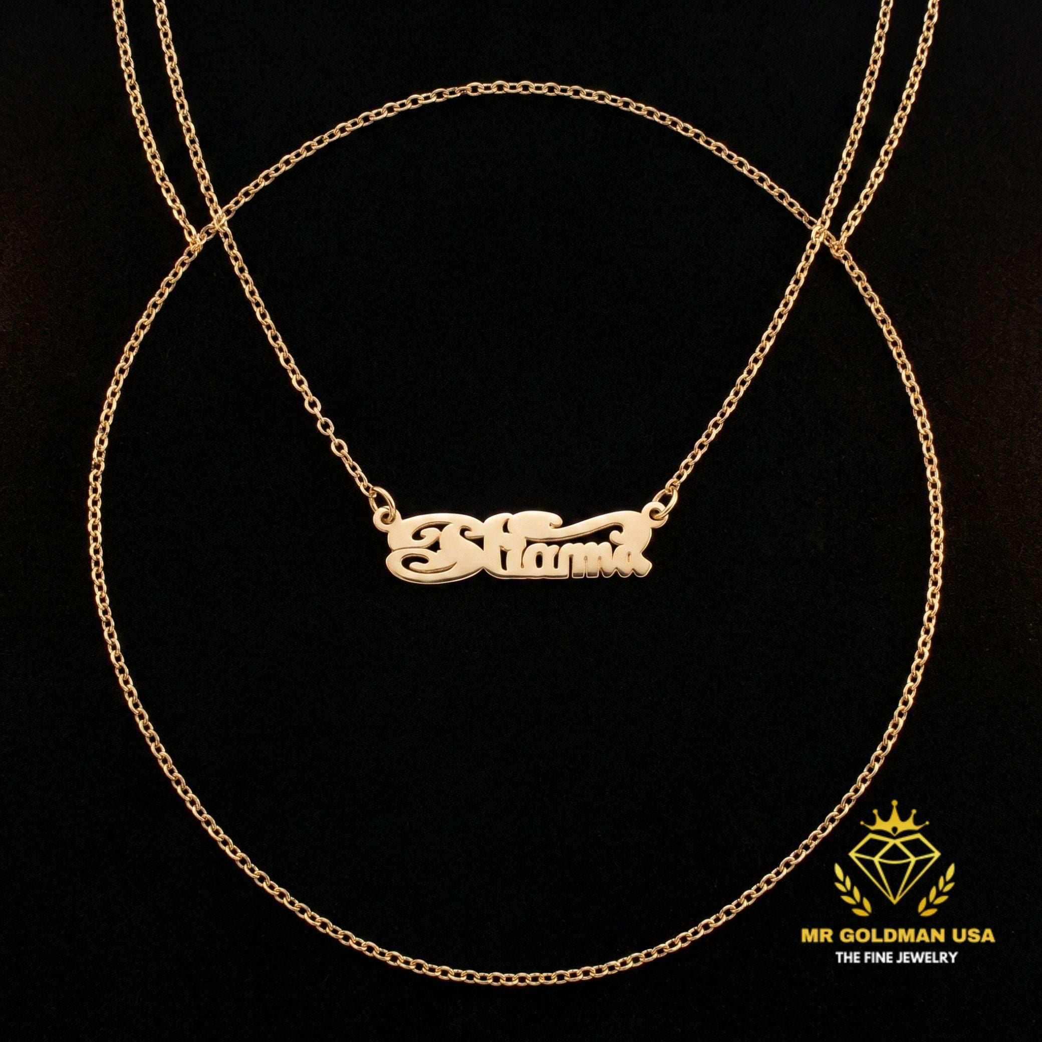 Personalized 10K Gold Baby Nameplate Necklace with Chain – Style 5052