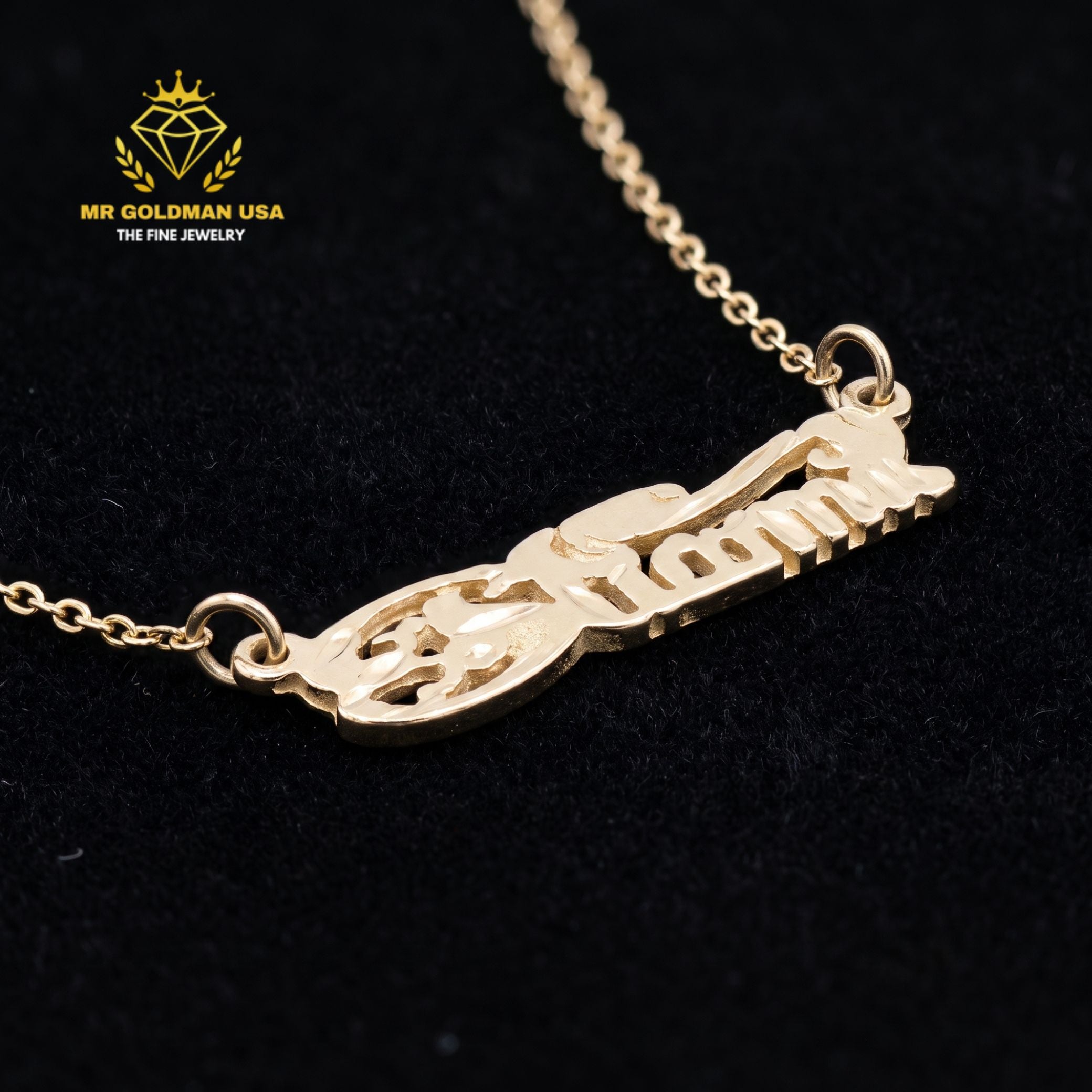 Personalized 10K Gold Baby Nameplate Necklace with Chain – Style 5052