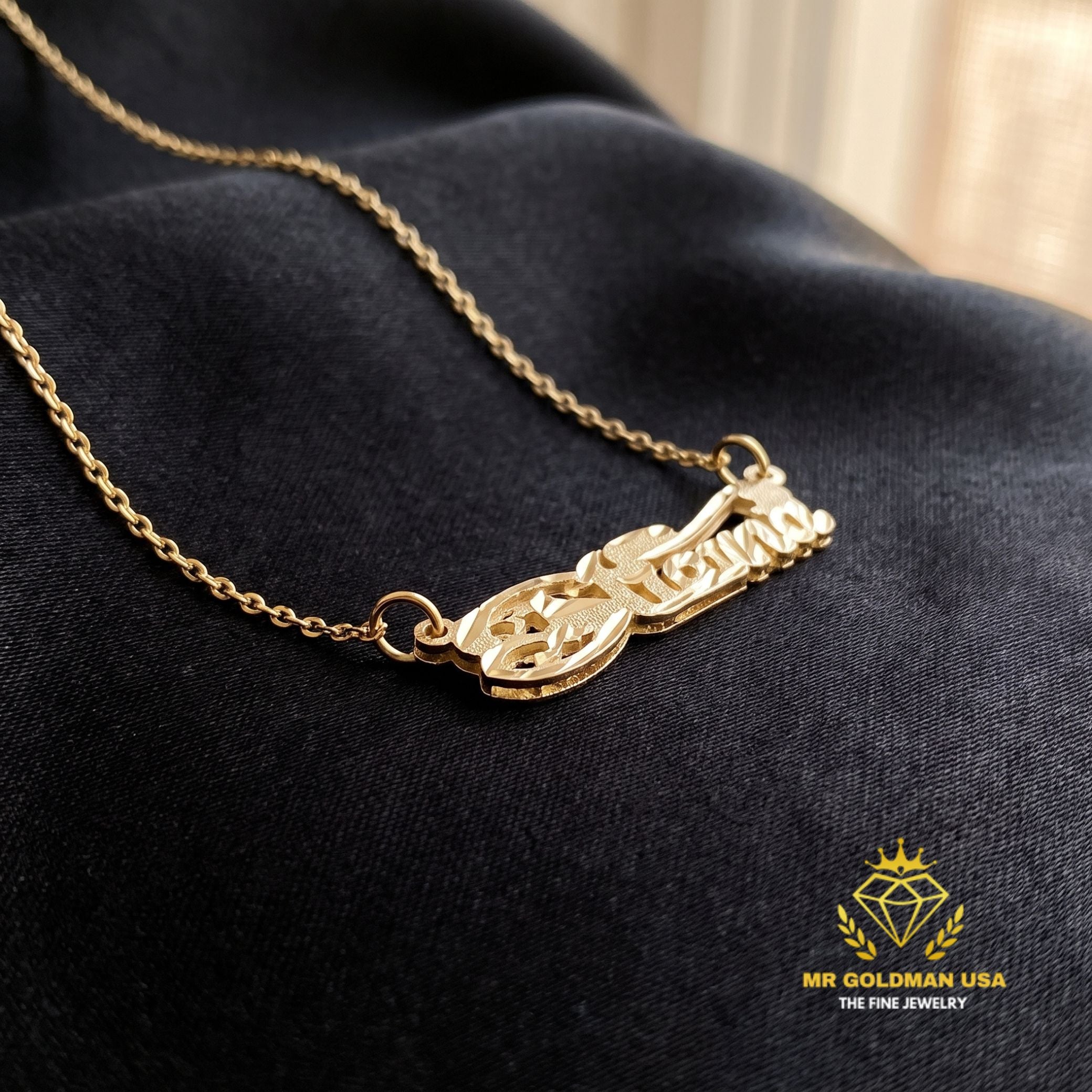 Personalized 10K Gold Baby Nameplate Necklace with Chain – Style 5052