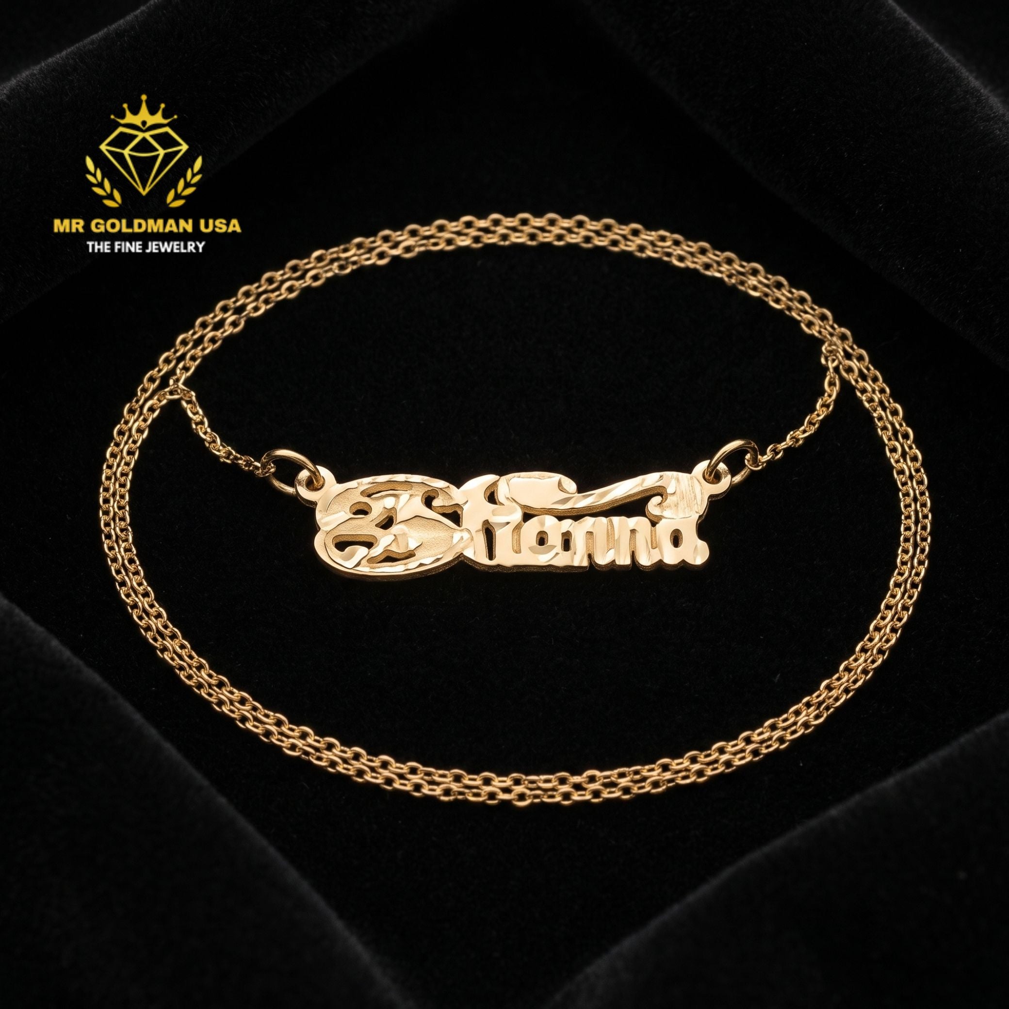 Personalized 10K Gold Baby Nameplate Necklace with Chain – Style 5052