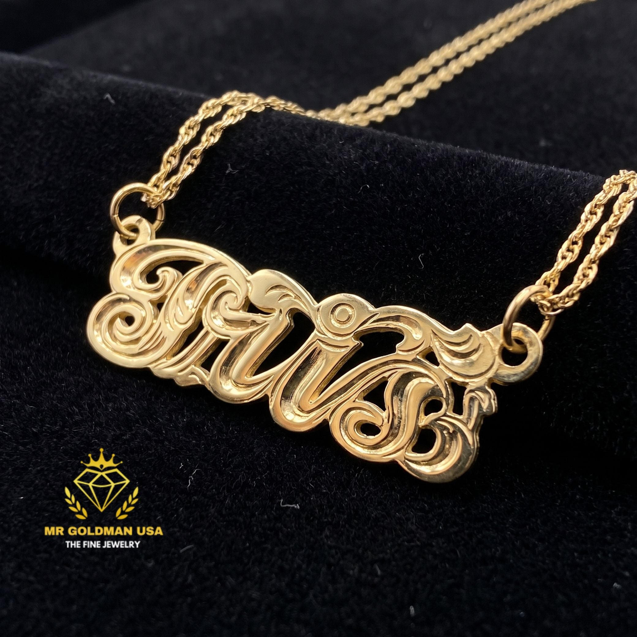 Personalized 10K Gold Baby Nameplate Necklace with Chain – Style 5052