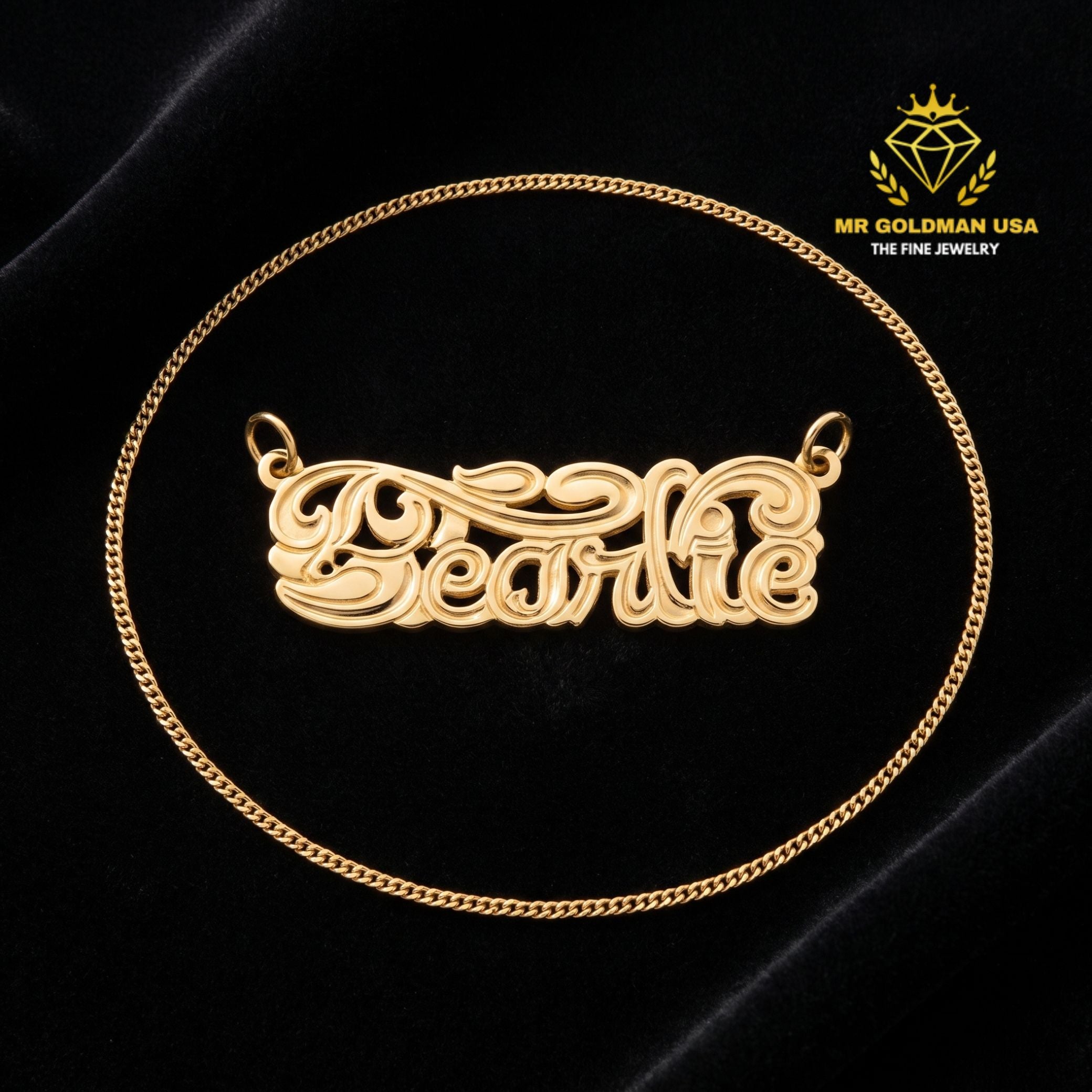 Personalized 10K Gold Adult Nameplate Necklace with Chain – Style 5053