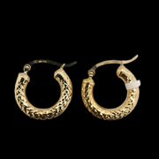 10K YELLOW GOLD  DIAMOND CUT LADIES HOOPS