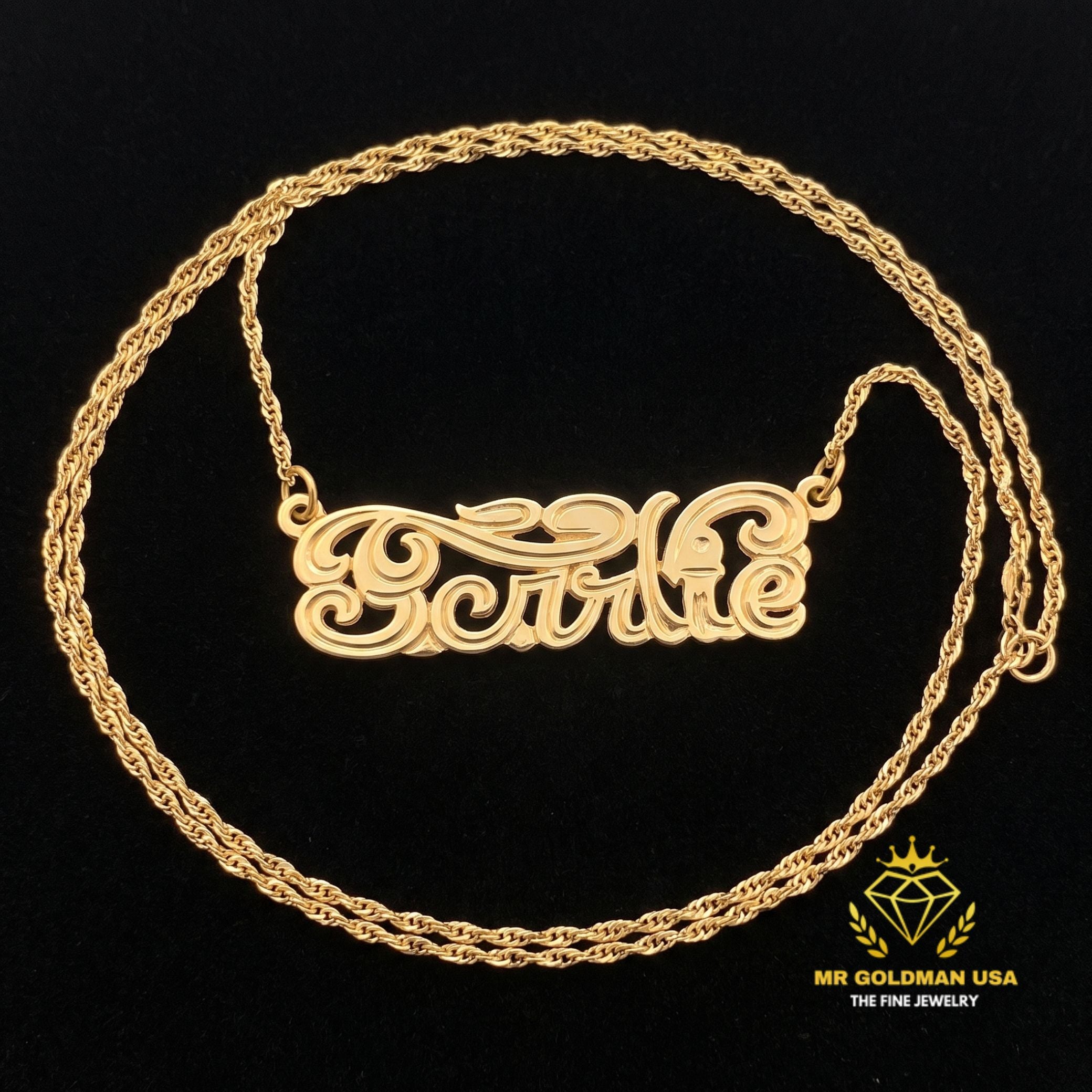 Personalized 10K Gold Adult Nameplate Necklace with Chain – Style 5053