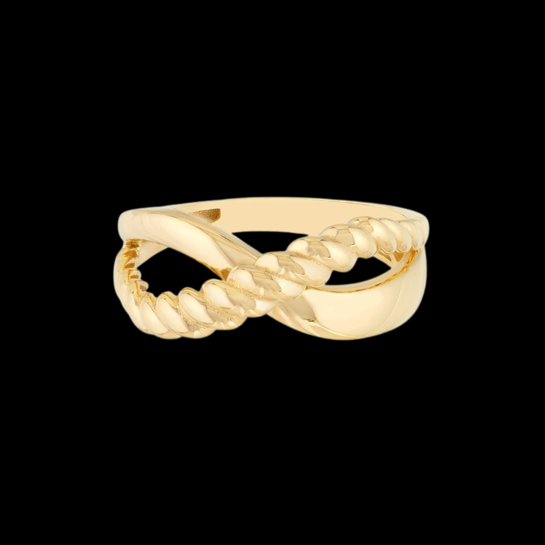 Midas Chain Ribbed Crossover Ring