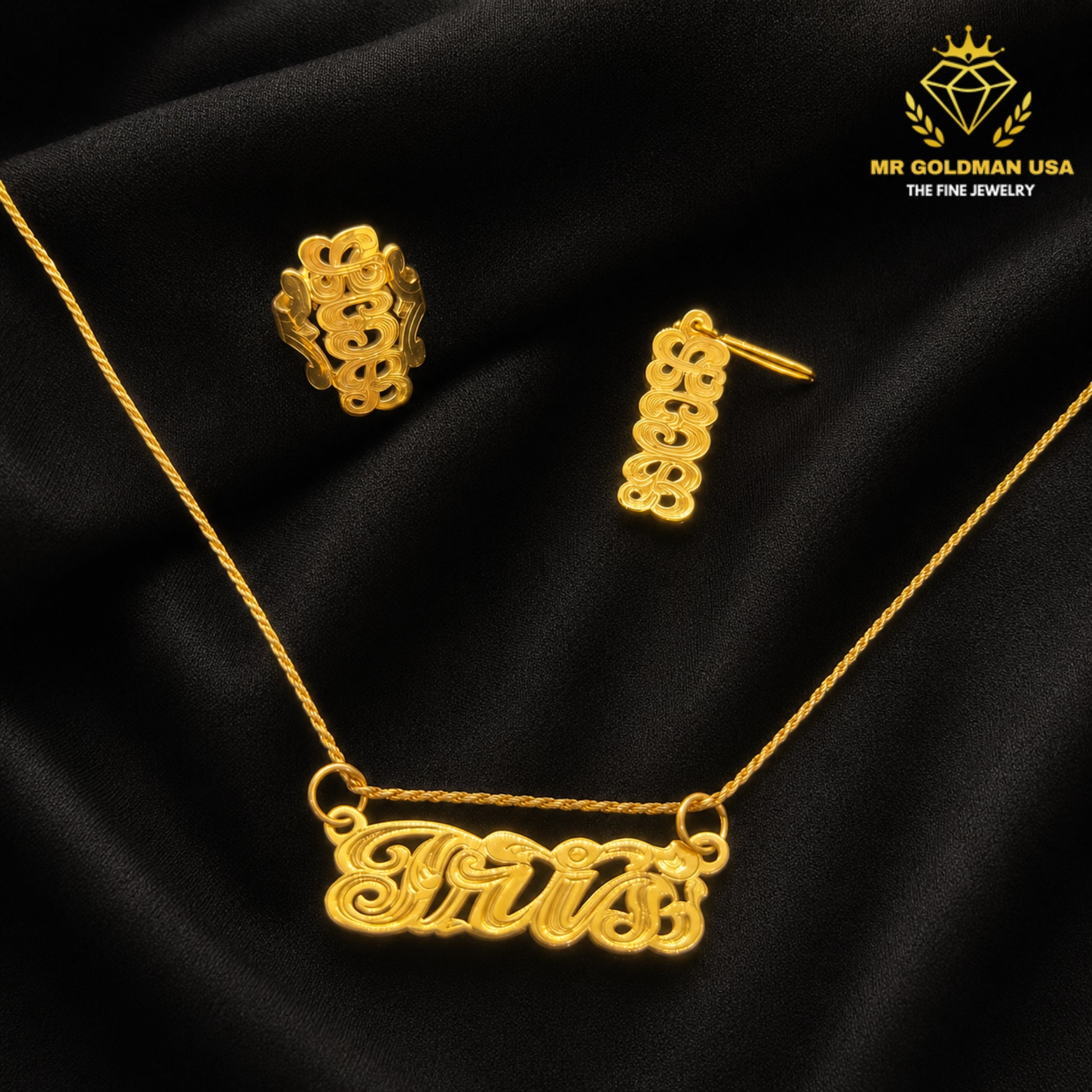Custom 10K Yellow Gold Personalized Jewelry Set – Style 5053